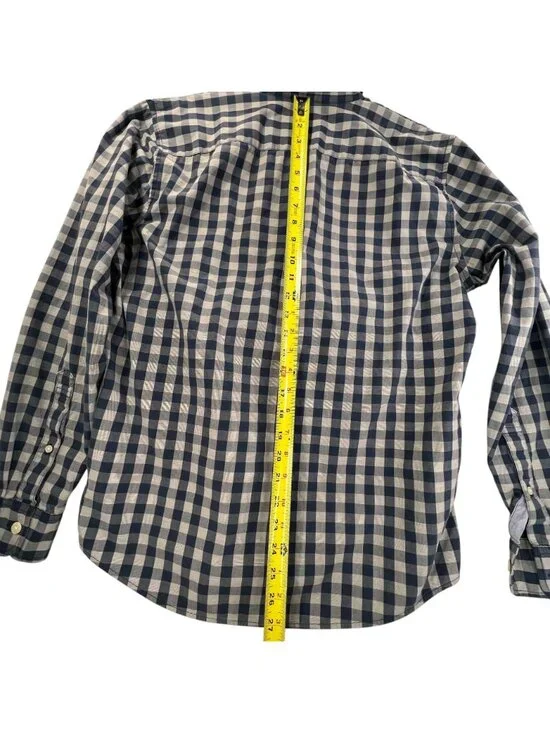 Abercrombie & Fitch Blue White Gingham Shirt Check Button Up Stretch M Mens - Picture 14 of 15